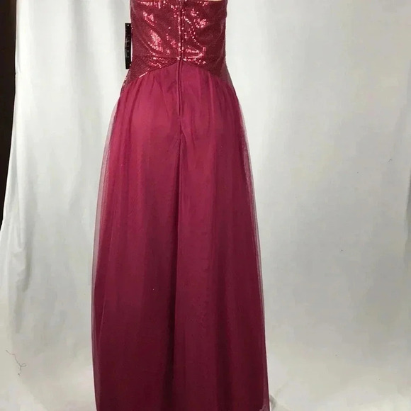 Trixxi Size 11 Burgundy Sequence Strapless Evening Gown. New With Tags - Picture 7 of 8